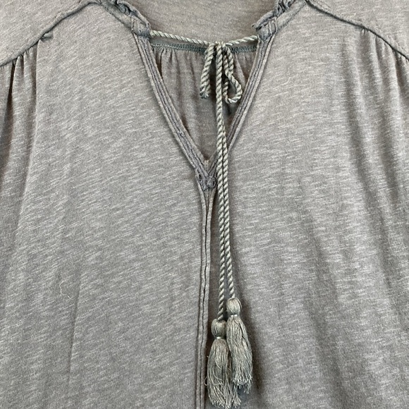 Caslon boho blouse 3X navy blue ruffle trim raw seams loose fit soft stretch - Picture 3 of 10